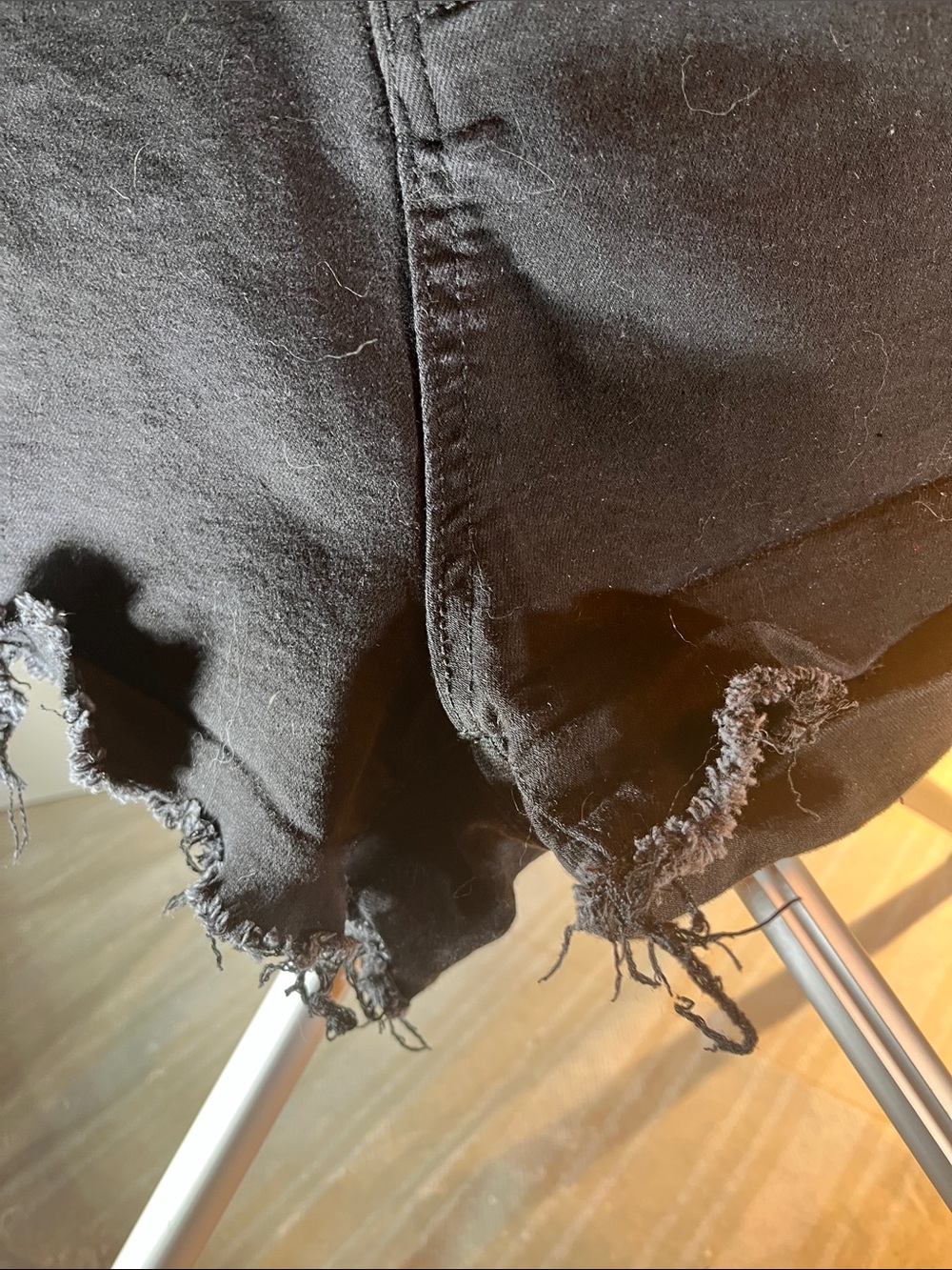 Black Distressed High-Rise Jean Cutoff Shorts - Women's 38 waist - Picture 5 of 6
